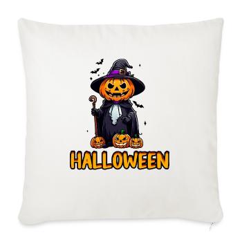 Pumpkin witch - Throw Pillow Cover 17.5” x 17.5” - natural white - Front