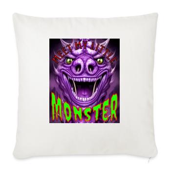 Meet My Little Monster - Throw Pillow Cover 17.5” x 17.5” - natural white - Front