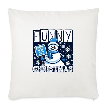 Snowman Pun - Throw Pillow Cover 17.5” x 17.5” - natural white - Front