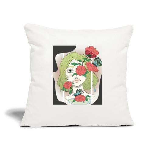 Girl with Rose Vine - Throw Pillow Cover 17.5” x 17.5”