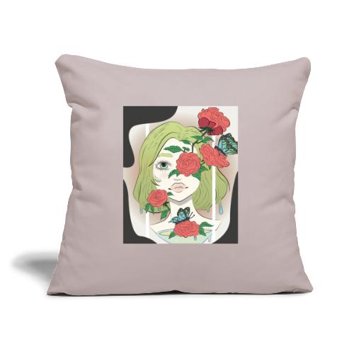 Girl with Rose Vine - Throw Pillow Cover 17.5” x 17.5”