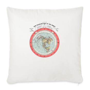 Flat Earth Theory World Map - Funny Conspiracy The - Throw Pillow Cover 17.5” x 17.5” - natural white - Front