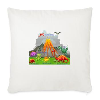 prehistoric landscape dinosaurs volcano mountains - Throw Pillow Cover 17.5” x 17.5” - natural white - Front