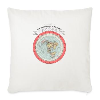 Flat Earth Theory World Map - Funny Conspiracy - Throw Pillow Cover 17.5” x 17.5” - natural white - Front