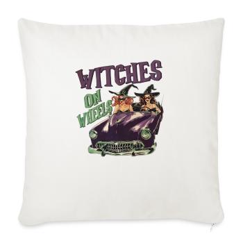 Witches on Wheels - Throw Pillow Cover 17.5” x 17.5” - natural white - Front