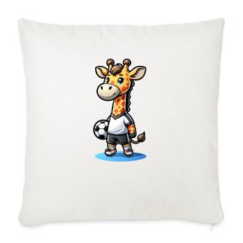 Cute Soccer Player Giraffe - Throw Pillow Cover 17.5” x 17.5” - natural white - Front