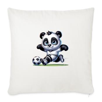Cute Soccer Player Panda - Throw Pillow Cover 17.5” x 17.5” - natural white - Front