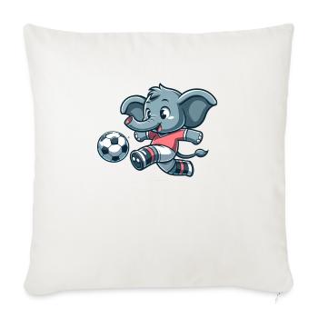 Cute Soccer Player Elephant - Throw Pillow Cover 17.5” x 17.5” - natural white - Front