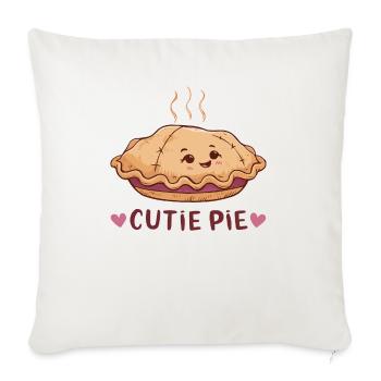 Cute Kawaii Face Cutie Pie - Throw Pillow Cover 17.5” x 17.5” - natural white - Front