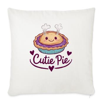 Cute Kawaii Face Cutie Pie - Throw Pillow Cover 17.5” x 17.5” - natural white - Front