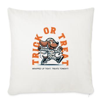Cute Dachshund Mummy Halloween - Throw Pillow Cover 17.5” x 17.5” - natural white - Front