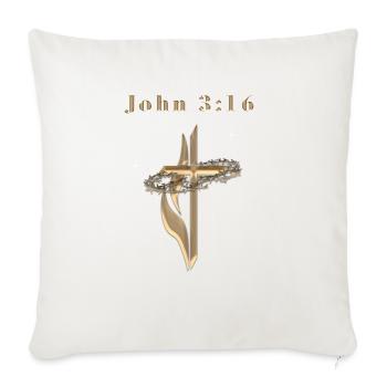 John 3:16 - Throw Pillow Cover 17.5” x 17.5” - natural white - Front