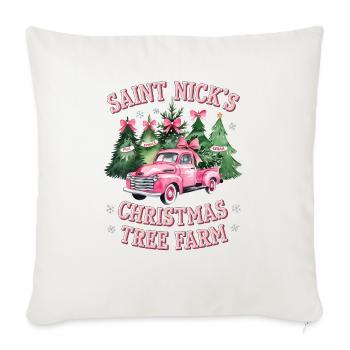Saint Nick's Christmas Tree Farm, farm fresh trees - Throw Pillow Cover 17.5” x 17.5” - natural white - Front