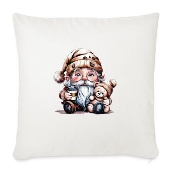 Merry Christmas, Cute Christmas Gnome - Throw Pillow Cover 17.5” x 17.5” - natural white - Front