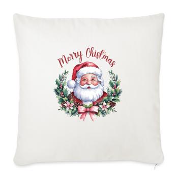 Santa Merry Christmas, Christmas Cute, Christmas - Throw Pillow Cover 17.5” x 17.5” - natural white - Front