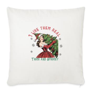 Merry Christmas, Christmas Bow, Santa Christmas - Throw Pillow Cover 17.5” x 17.5” - natural white - Front