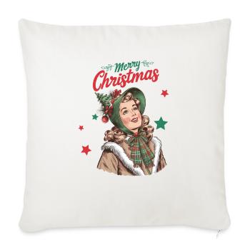 Merry Christmas, Christmas Vintage - Throw Pillow Cover 17.5” x 17.5” - natural white - Front