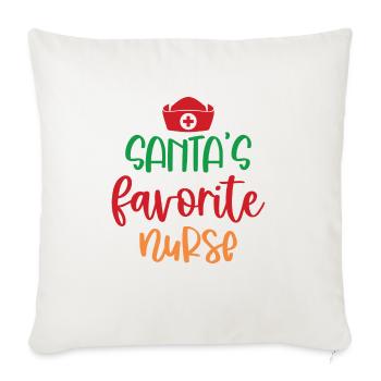 Santa's favorite nurse - Throw Pillow Cover 17.5” x 17.5” - natural white - Front