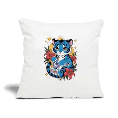 Mystic Blue Tiger Anime Potion Design – Cute tiger - Throw Pillow Cover 17.5” x 17.5”