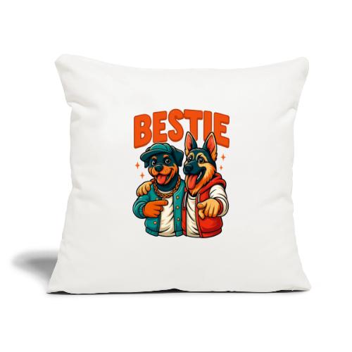 Hip Hop Dog Besties Shirt for Friends & Pet Lovers - Throw Pillow Cover 17.5” x 17.5”