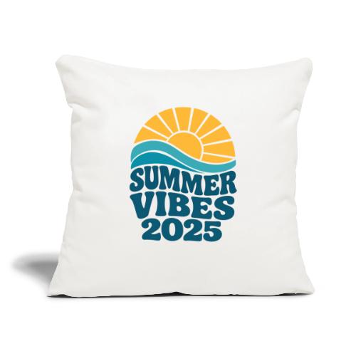 Summer Vibes 2025 Retro Sunset T-Shirt | Fun Beach - Throw Pillow Cover 17.5” x 17.5”