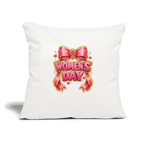 Cute Pink Bow Women’s Day Feminist Symbol - Throw Pillow Cover 17.5” x 17.5”