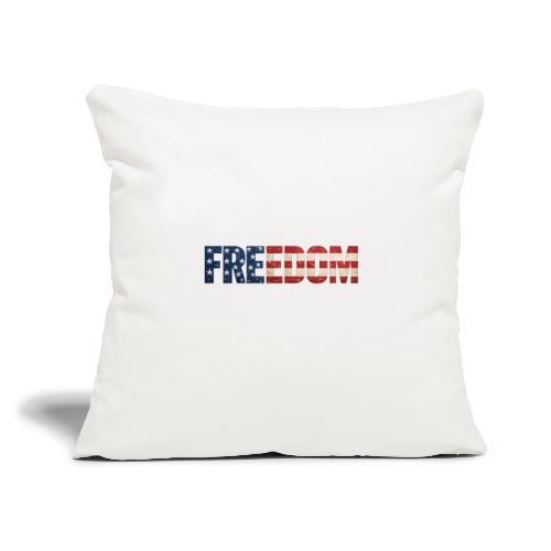 Freedom American Flag Distressed Patriotic Shirt - Throw Pillow Cover 17.5” x 17.5”