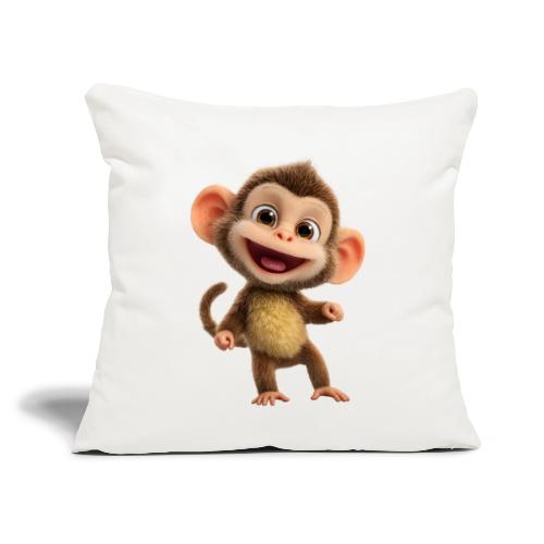 Happy Baby Monkey Standing - Throw Pillow Cover 17.5” x 17.5”