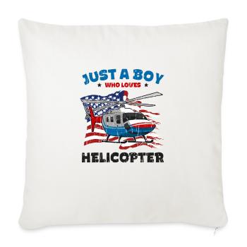 Just a boy who loves helicopters - flying - Throw Pillow Cover 17.5” x 17.5” - natural white - Front