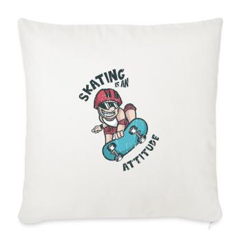 Skating is an Attitude - Skating - Throw Pillow Cover 17.5” x 17.5” - natural white - Front