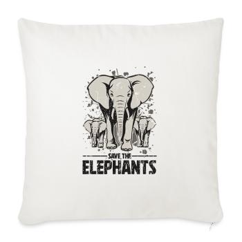 Save the Elephants - Elephant - Throw Pillow Cover 17.5” x 17.5” - natural white - Front