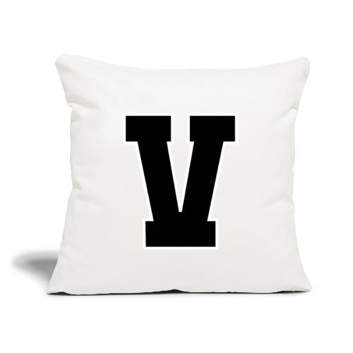Varsity Letter V Athletic Alphabet Graphic - Throw Pillow Cover 17.5” x 17.5”