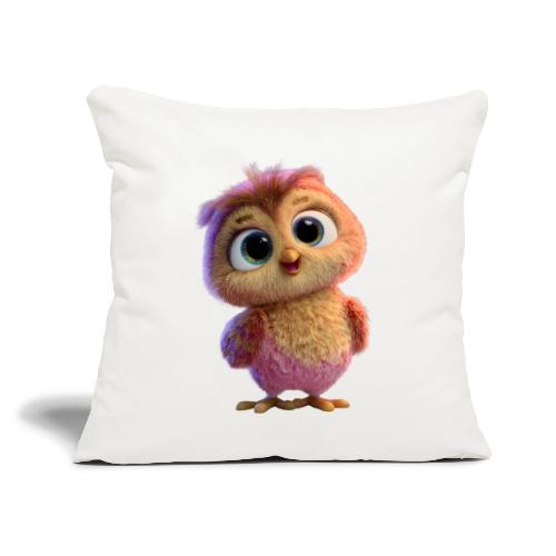 Adorable Baby Owl with Big Eyes - Throw Pillow Cover 17.5” x 17.5”