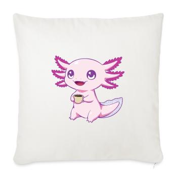 Caffeinolotl – Cute Axolotl Coffee Time - Throw Pillow Cover 17.5” x 17.5” - natural white - Front