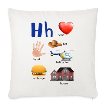 Letter H Alphabet Kids Educational Cartoon - Throw Pillow Cover 17.5” x 17.5” - natural white - Front
