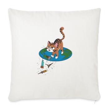 Flat Earth Conspiracy Theory for a Flat Earth - Throw Pillow Cover 17.5” x 17.5” - natural white - Front