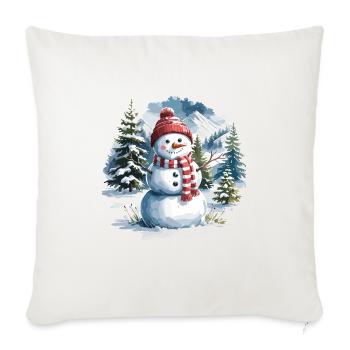 Snowman Merry Christmas - Throw Pillow Cover 17.5” x 17.5” - natural white - Front