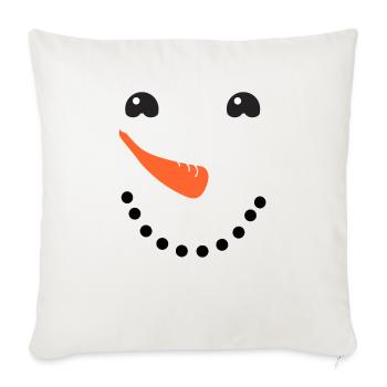 Snowman face - Throw Pillow Cover 17.5” x 17.5” - natural white - Front