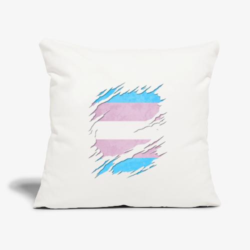 Transgender Pride Flag Ripped Reveal - Throw Pillow Cover 17.5” x 17.5”