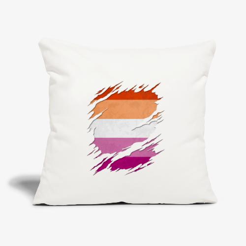 Lesbian Pride Flag Ripped Reveal - Throw Pillow Cover 17.5” x 17.5”