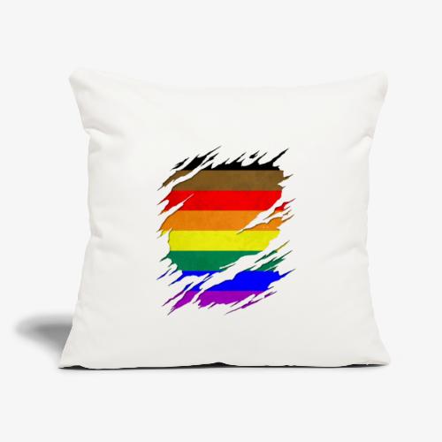 Philly LGBTQ Gay Pride Flag Ripped Reveal - Throw Pillow Cover 17.5” x 17.5”