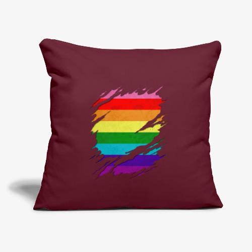 Original Gilbert Baker LGBT Gay Pride Flag Ripped - Throw Pillow Cover 17.5” x 17.5”