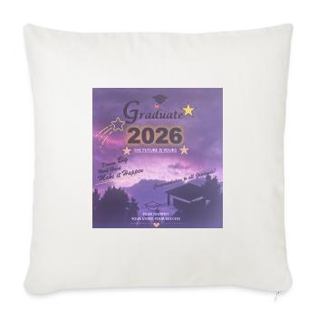 Graduate  - Throw Pillow Cover 17.5” x 17.5” - natural white - Front