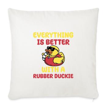 Awesome Rubber Duckie Quote Funny Ducky - Throw Pillow Cover 17.5” x 17.5” - natural white - Front