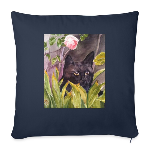 Black cat - Throw Pillow Cover 17.5” x 17.5”