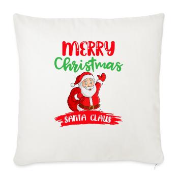 Merry Christmas Santa Claus - Throw Pillow Cover 17.5” x 17.5” - natural white - Front