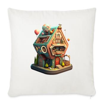 Pinball House - Throw Pillow Cover 17.5” x 17.5” - natural white - Front