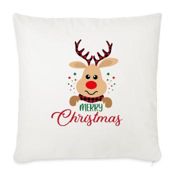Merry Christmas, Cute Christmas - Throw Pillow Cover 17.5” x 17.5” - natural white - Front
