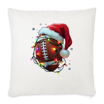 Santa Sports Christmas Football Player - Throw Pillow Cover 17.5” x 17.5” - natural white - Front