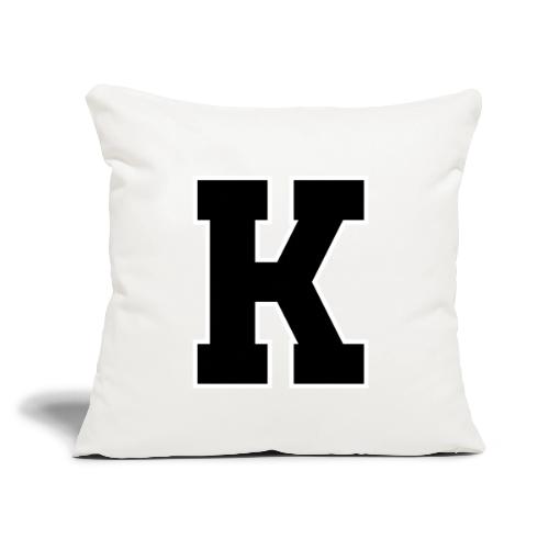 Varsity Letter K Collegiate Font Design - Throw Pillow Cover 17.5” x 17.5”